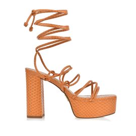 Meia Pata Salto Alto Python Light Orange