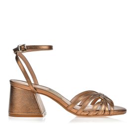 Sandália Salto Médio New Metal Bronze