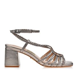 Sandália Salto Médio Soft Pewter