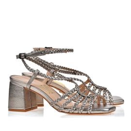 Sandália Salto Médio Soft Pewter