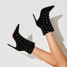 Bota Salto Alto Suede Preta