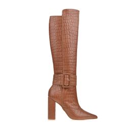 Bota Salto Alto Croco Coconut