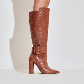 Bota Salto Alto Croco Coconut