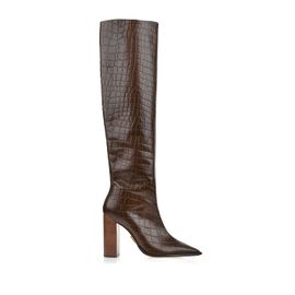 Bota Salto Alto Croco Coffee