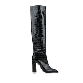 Bota Salto Alto Croco Preta