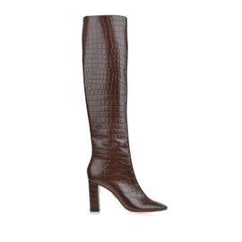 Bota Salto Alto Croco Coffee
