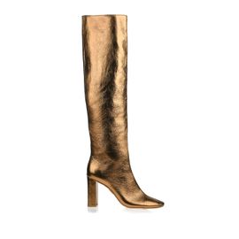 Bota Salto Alto Metalizado Old Gold