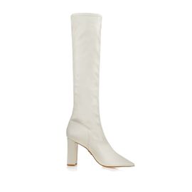 Bota Salto Alto Napa Stretch Off White