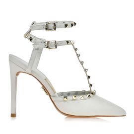 Slingback Salto Alto New Couro White