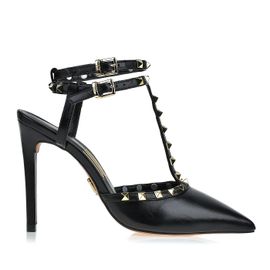 Slingback Salto Alto New Couro Preta