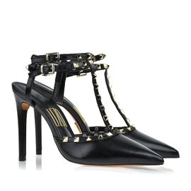 Slingback Salto Alto New Couro Preta