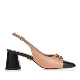 Slingback Salto Médio New Couro Preta