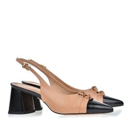 Slingback Salto Médio New Couro Preta