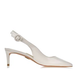 Slingback Salto Médio New Couro Cotton