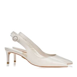 Slingback Salto Médio New Couro Cotton