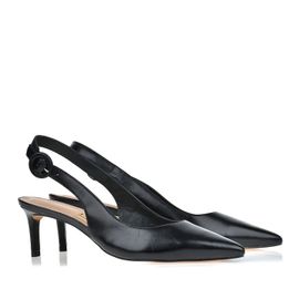 Slingback Salto Médio New Couro Preta