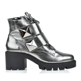 Bota Salto Médio Metalizado Argento