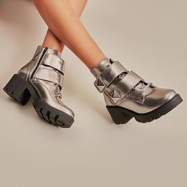 Bota Salto Médio Metalizado Argento