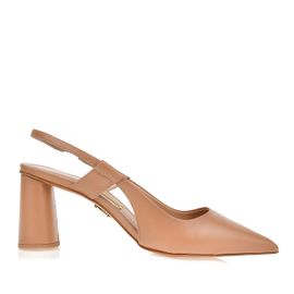 Slingback Salto Médio New Couro Pele