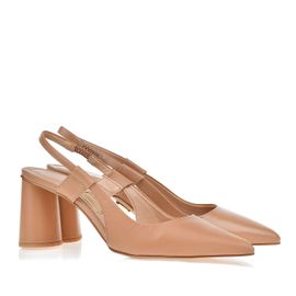 Slingback Salto Médio New Couro Pele