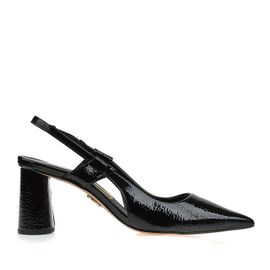 Slingback Salto Médio Shiny Preta