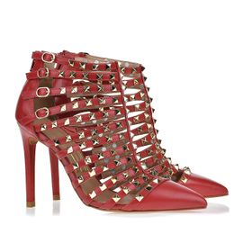 Ankle Boot Salto Alto New Couro Red