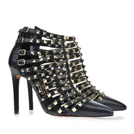 Ankle Boot Salto Alto New Couro Preta