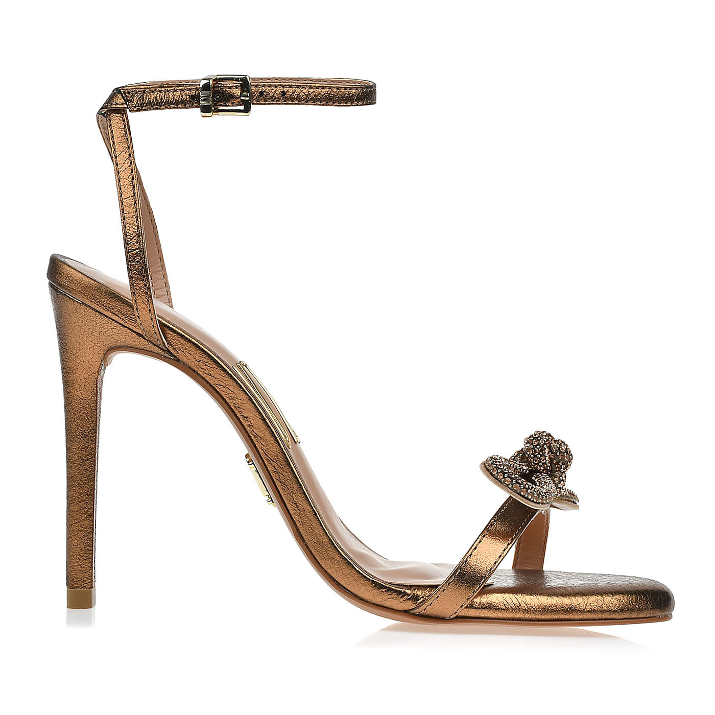 UZA Shoes - Sandália Salto Alto Metalizado Prata - Coleção