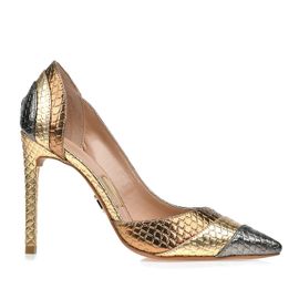 Scarpin Salto Alto Python Pewter