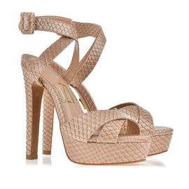 Meia Pata Salto Alto Python Nude