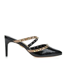 Slingback Salto Médio Shiny Preta