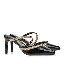 Slingback Salto Médio Shiny Preta