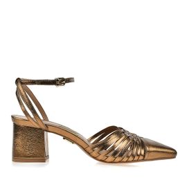 Slingback Salto Médio Metalizado Old Gold