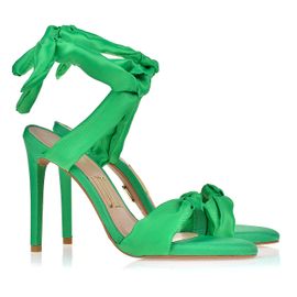 Sandália Salto Alto Satin Green