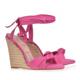 Anabela Salto Alto Lona Deserto Fraise