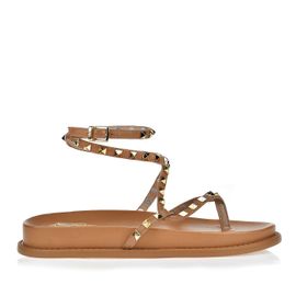 Flat Salto Baixo New Couro Tan