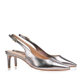 Slingback Salto Médio New Metal Argento