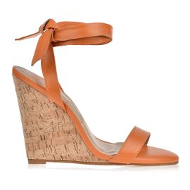 Anabela Salto Alto New Couro Light Orange