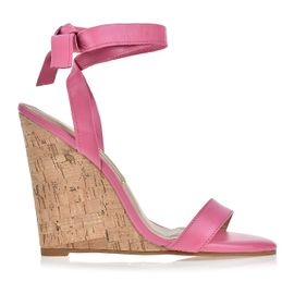 Anabela Salto Alto New Couro Strawbe