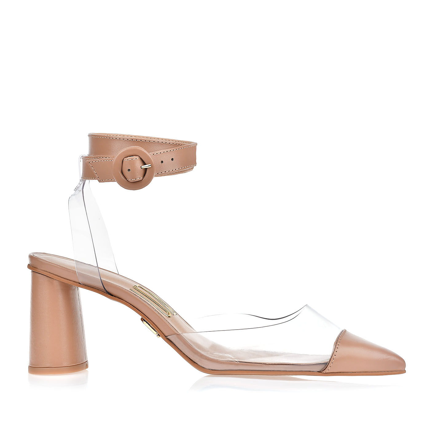 Uza Shoes Slingback Salto Medio New Couro Nude Coleção Outono