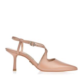 Slingback Salto Médio New Couro Nude