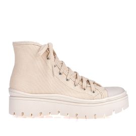 Tênis Salto Médio Lona Deserto Crema