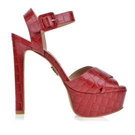 Meia Pata Salto Alto Croco Scarlet