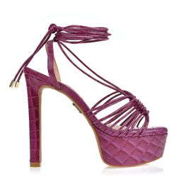 Meia Pata Salto Alto Croco N.burgd