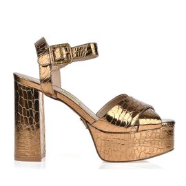 Meia Pata Salto Alto Crocodile Spechio Old Gold