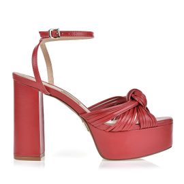 Meia Pata Salto Alto New Couro Scarlet