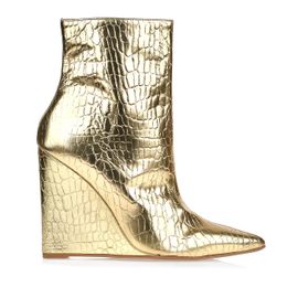 Bota Salto Alto Crocodile Spechio Gold