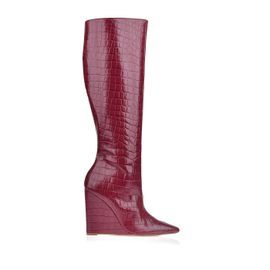 Bota Salto Alto Croco Borgonha