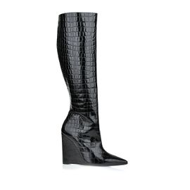 Bota Salto Alto Croco Preta