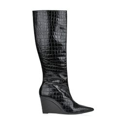 Bota Salto Médio Croco Preta